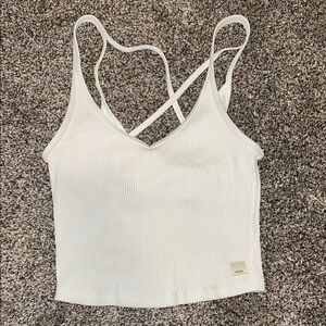 Vuori White Ribbed Camisole Top